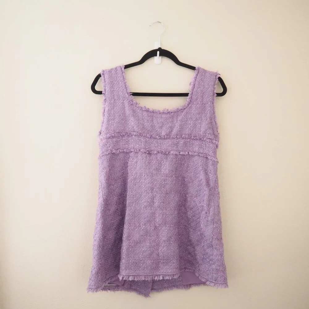 Zara Purple Tweed Sleeveless Mini Dress sz L - Picture 6 of 7